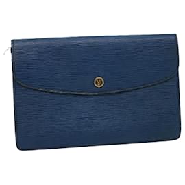 Louis Vuitton-LOUIS VUITTON Epi Montaigne 27 Clutch Bag Blue M52655 LV Auth 31104-Blue