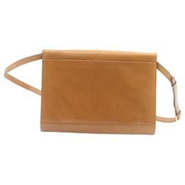 Céline-CELINE Circle Logo 2Way Clutch Bag Shoulder Bag Leather Brown Auth am1949g-Brown