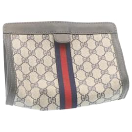 Gucci-GUCCI Sherry Line GG Canvas Clutch Navy Red Auth am2201G-Rot,Marineblau