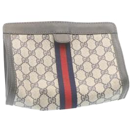 Gucci-GUCCI Sherry Line GG Pochette en toile Navy Red Auth am2201g-Rouge,Bleu Marine