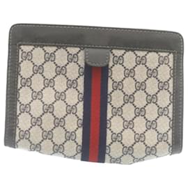 Gucci-GUCCI Sherry Line GG Canvas Clutch Bag Navy Red Auth am2201g-Red,Navy blue