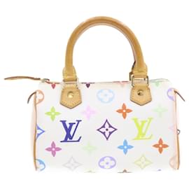 Louis Vuitton-LOUIS VUITTON Mini borsa a mano Speedy multicolore con monogramma Bianco M92645 Aut224g-Bianco