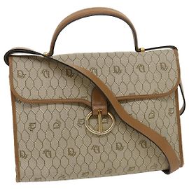 Christian Dior Honeycomb Canvas Handtasche PVC-Leder 2Weg Beige Auth bin2383G Beige
