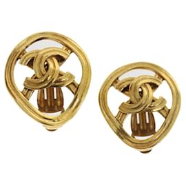 Chanel-CHANEL COCO Mark Clip-on Earring Gold Tone CC Auth am2421ga-Other