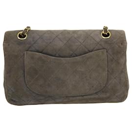 Chanel-CHANEL Matelasse Chain Shoulder Bag Suede Gray CC Auth gt2791a-Grey