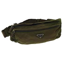 Prada-PRADA Waist Bag Nylon Khaki Auth yk4883-Khaki