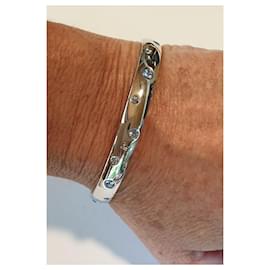 Yves Saint Laurent-Sterling silver bangle bracelet 925-Silvery,Light blue