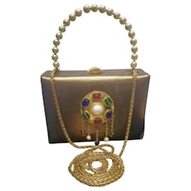 Chanel-Bolso/clutch chanel vintage de coleccionista-Multicolor,Dorado,Cobre,Gold hardware