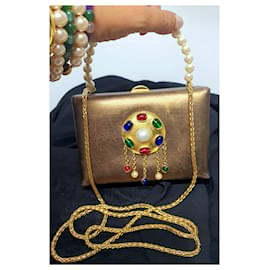 Chanel-Bolso/clutch chanel vintage de coleccionista-Multicolor,Dorado,Cobre,Gold hardware