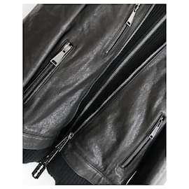 Philipp Plein-Philipp Plein Embossed Skul Layered Leather Jacket-Black