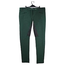 Roseanna-Pantalon pois empiècement cuir-Noir,Vert,Vert foncé