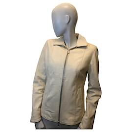 Autre Marque Off-White Leather Jacket Eggshell