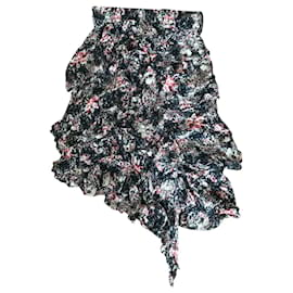 Isabel Marant Etoile-falda estampada asimétrica-Negro,Roja,Multicolor