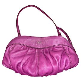 Lancel Gousset Handbag Fuschia Leather Fuschia