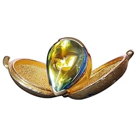 Baccarat-Baccarat-Ring aus Gelbgold und mehrfarbigem grünem Kristall, psydelic-Sammlung.-Grün