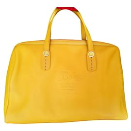 Bulgari-Bulgari Boston Tasche aus gelbem Leder, Seltener Gegenstand, Sammlung-Gelb