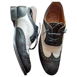 Church's Leather Lace Ups White Navy Blue White Navy blue