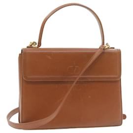 Valentino-VALENTINO Galavani Hand Bag Leather 2Way Brown Auth am862g-Brown