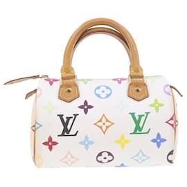 Louis Vuitton-Bolsa de mão LOUIS VUITTON Monograma Multicolor Mini Speedy Branco M92645 Auth am907g-Branco