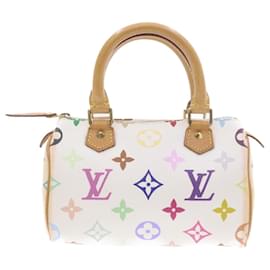 Louis Vuitton-LOUIS VUITTON Monogramm Mehrfarbige Mini Speedy Handtasche Weiß M.92645 Auth bin915G-Weiß
