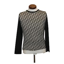Christian Dior-Christian Dior Trotter Long-sleeved T-shirt polyester Black Gray Auth am2653g-Black,Grey