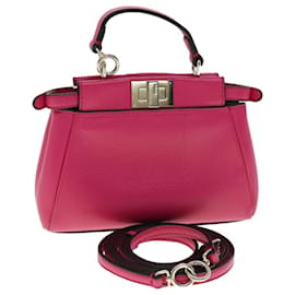 Fendi-FENDI Micro Peek A Boo Sac à main Cuir 2façon Pink Auth am2705Géorgie-Rose