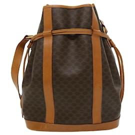 Céline-CELINE Macadam Canvas Shoulder Bag PVC Leather Brown Auth ar7278-Brown