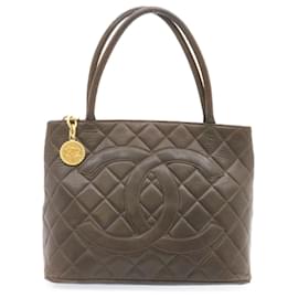 Chanel-CHANEL Matelasse Tote Bag Leather Brown CC Auth am959ga-Brown