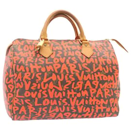 Louis Vuitton-LOUIS VUITTON Monogram Graffiti Speedy 30 Hand Bag Orange M93705 LV Auth 25731a-Orange,Monogram
