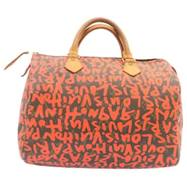 Louis Vuitton-LOUIS VUITTON Monogram Graffiti Speedy 30 Hand Bag Orange M93705 LV Auth 25731a-Orange,Monogram