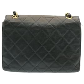 Chanel-CHANEL Lamb Skin Matelasse Chain Shoulder Bag Black CC Auth 25810a-Black