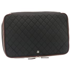 Chanel-CHANEL Nylon Laptop PC Case Black CC Auth 21467a-Black