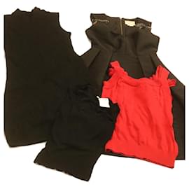 Christian Dior-Christian Dior YSL etc. Dress Camisole 4Set Black Red Auth yk3567-Black,Red