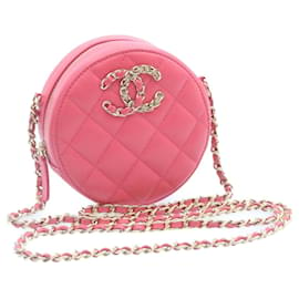 Chanel-CHANEL Borsa a tracolla con catena in pelle di caviale Matelasse Rosa CC Auth 23651alla-Rosa