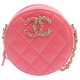 Chanel-CHANEL Borsa a tracolla con catena in pelle di caviale Matelasse Rosa CC Auth 23651alla-Rosa