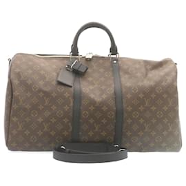 Louis Vuitton-LOUIS VUITTON Monogram Macassar Keepall Bandouliere 55 M56714 auth 28882a-Other