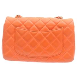 Chanel-CHANEL Matelasse Mini Chain Flap Classic Shoulder Bag Lamb Skin Orange CC 29106a-Orange