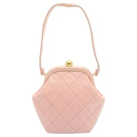 Chanel-CHANEL Matelasse Hand Bag Lamb Skin Pink CC Auth 29107a-Pink