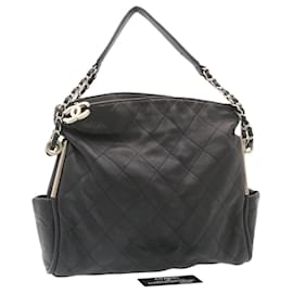Chanel-CHANEL Matelasse Chain Shoulder Bag Leather Black CC Auth 29121a-Black