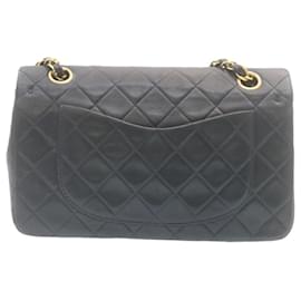 Chanel-CHANEL Classic Matelasse 23 Chain Flap Shoulder Bag Lamb Skin Black Auth 29130a-Black,Golden