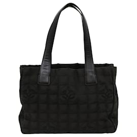 Chanel-CHANEL Travel line Tote Bag Canvas Dark Brown CC Auth jk2305-Dark brown