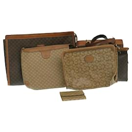 Céline-CELINE Macadam Canvas Hand Bag Clutch Bag PVC Leather 6Set Brown Auth ki1770-Brown