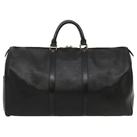 Louis Vuitton-Louis Vuitton Epi Keepall 50 Boston Bag Black M42962 LV Auth ki1886-Black