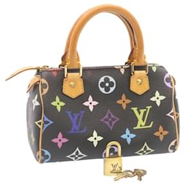 Louis Vuitton-LOUIS VUITTON Mini borsa a mano Speedy multicolore con monogramma Nero M92644 Auth knn048-Nero