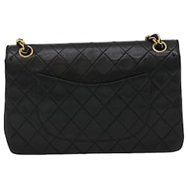 Chanel-CHANEL Classique Matelasse 25 Sac à Bandoulière à Rabat Chaîne Peau d'Agneau Noir Auth lt449A-Noir,Doré