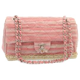 Chanel-CHANEL Borsa a tracolla con patta a catena Turn Lock Canvas Pink CC Auth bs334alla-Rosa