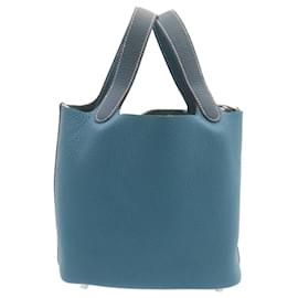 Hermès-HERMES Picotin Rock 18 PM Hand Bag Taurillon Clemence Blu Verde Auth 27689alla-Blu,Verde