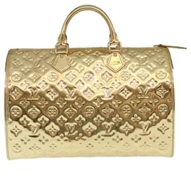 Louis Vuitton-LOUIS VUITTON Monogram Miroir Speedy 35 Hand Bag Gold M95785 LV Auth 29332a-Golden,Other