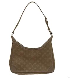 Louis Vuitton-LOUIS VUITTON Monogram Satin Little Boulogne Shoulder Bag Beige M92143 LV 29513a-Beige