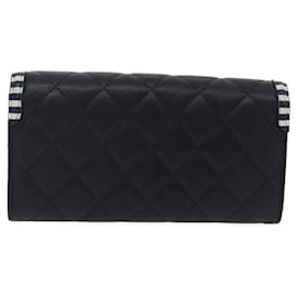 Chanel-CHANEL Matelasse Cruise Line Long Wallet Caviar Skin Navy CC Auth 29542a-Navy blue
